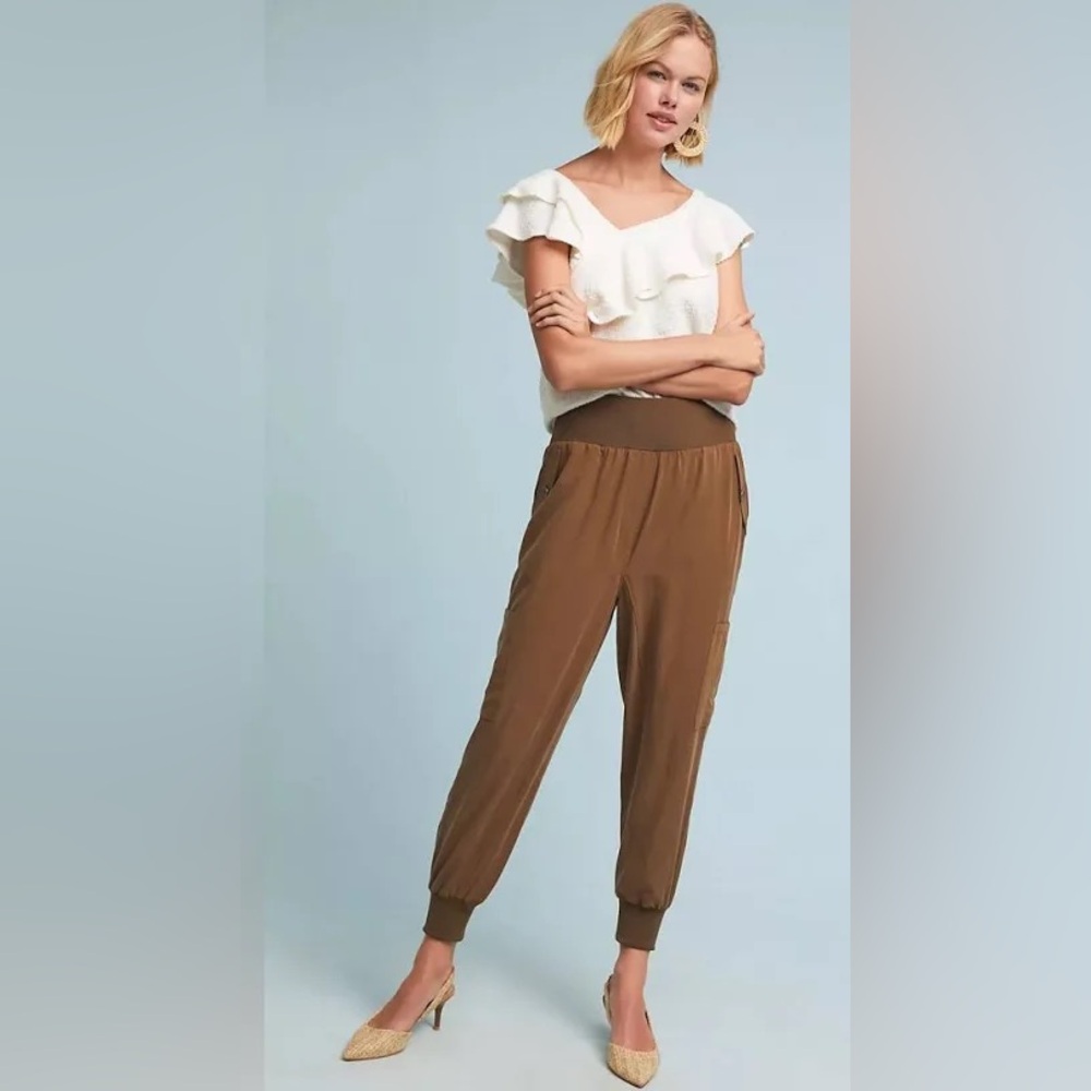 Anthropologie Maeve Cicerone Joggers Cargo Silky Pants Size Small